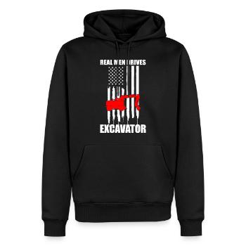 Conception des opérateurs d’équipement lourd et des opérateurs d’excavatrices - Sweat à capuche Premium bio Homme - noir - Devant - Nico (187cm)