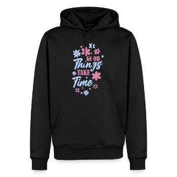 Gut Ding will Weile haben Motivationszitat - Männer Premium Bio Hoodie - Schwarz - Vorne - Nico (187cm)