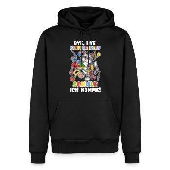 Niedliche Katze Katzenkind mit Zuckertüte Schule - Männer Premium Bio Hoodie - Schwarz - Vorne - Nico (187cm)
