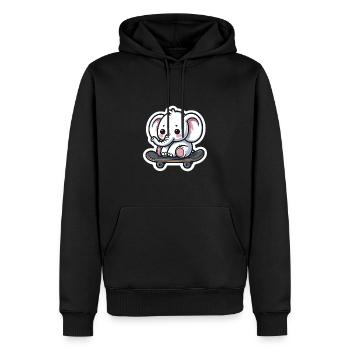 Süsses Elefantenbaby mit Skateboard Elefantenmama - Männer Premium Bio Hoodie - Schwarz - Vorne - Nico (187cm)