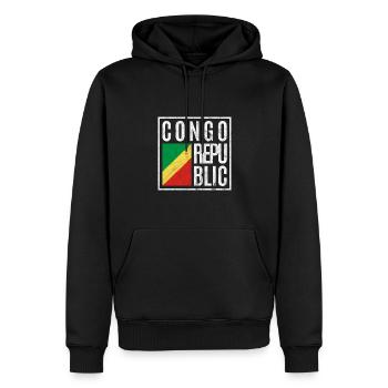 Kongo Republik - Männer Premium Bio Hoodie - Schwarz - Vorne - Nico (187cm)