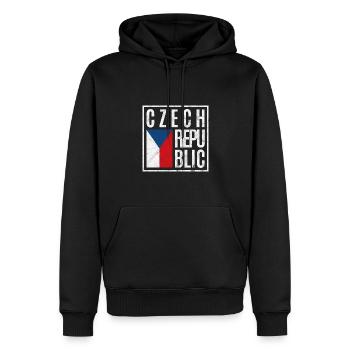 République tchèque - Sweat à capuche Premium bio Homme - noir - Devant - Nico (187cm)
