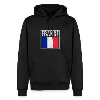 France - Sweat à capuche Premium bio Homme - noir - Devant - Nico (187cm)