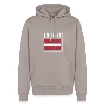 Latvia - Men’s Premium Organic Hoodie - taupe - Front - Nico (187cm)