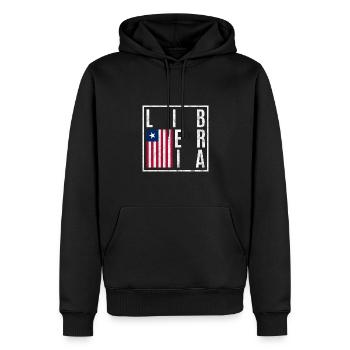 Liberia - Männer Premium Bio Hoodie - Schwarz - Vorne - Nico (187cm)