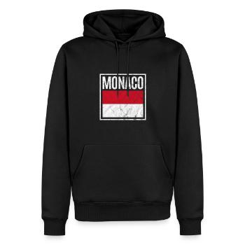 Monaco - Männer Premium Bio Hoodie - Schwarz - Vorne - Nico (187cm)