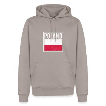Pologne - Sweat à capuche Premium bio Homme - taupe - Devant - Nico (187cm)