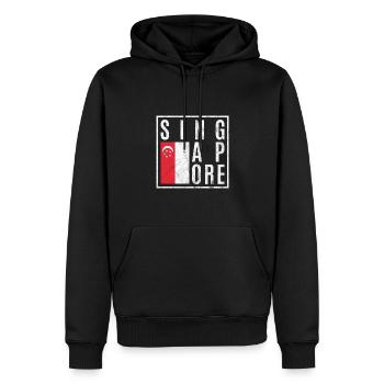 Singapur - Männer Premium Bio Hoodie - Schwarz - Vorne - Nico (187cm)