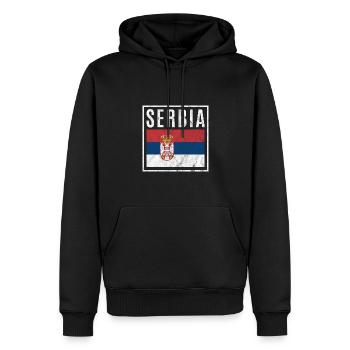 Serbie - Sweat à capuche Premium bio Homme - noir - Devant - Nico (187cm)