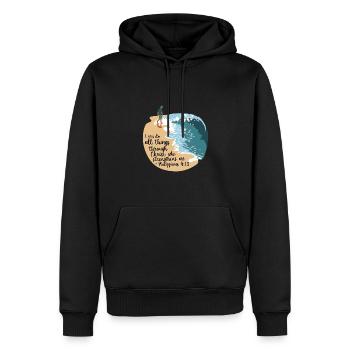 Tout au long de Christ Philippiens 4:13 La force - Sweat à capuche Premium bio Homme - noir - Devant - Nico (187cm)
