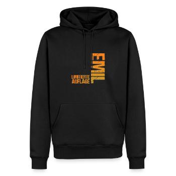 Emil - Männer Premium Bio Hoodie - Schwarz - Vorne - Nico (187cm)