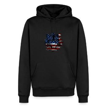 États-Unis - Sweat à capuche Premium bio Homme - noir - Devant - Nico (187cm)