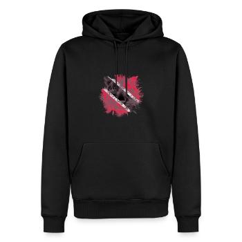 Trinité-et-Tobago - Sweat à capuche Premium bio Homme - noir - Devant - Nico (187cm)