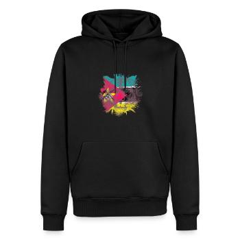 Myanmar - Sweat à capuche Premium bio Homme - noir - Devant - Nico (187cm)
