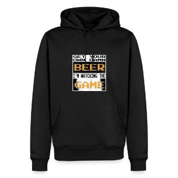 Hol dir dein eigenes verdammtes Bier, ich sehe mir - Männer Premium Bio Hoodie - Schwarz - Vorne - Nico (187cm)