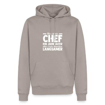Chef Gruppenleiter Teamleiter Vorgesetzter - Männer Premium Bio Hoodie - Taupe - Vorne - Nico (187cm)