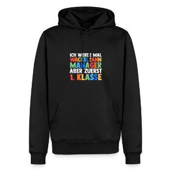 Garderie Sortants Première Primaire Inscription Écolier - Sweat à capuche Premium bio Homme - noir - Devant - Nico (187cm)