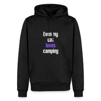 Même mon chat aime le camping - Sweat à capuche Premium bio Homme - noir - Devant - Nico (187cm)