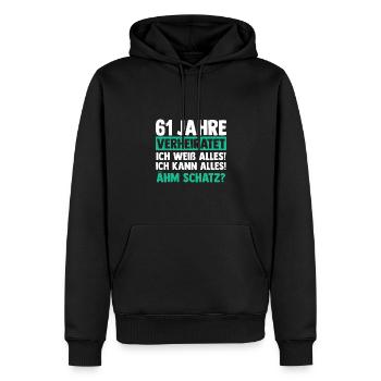 Ehe Ulmen Hochzeit 61 Jahre Verheiratet Hochzeitst - Männer Premium Bio Hoodie - Schwarz - Vorne - Nico (187cm)