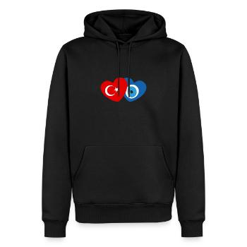 Œil turc - Sweat à capuche Premium bio Homme - noir - Devant - Nico (187cm)