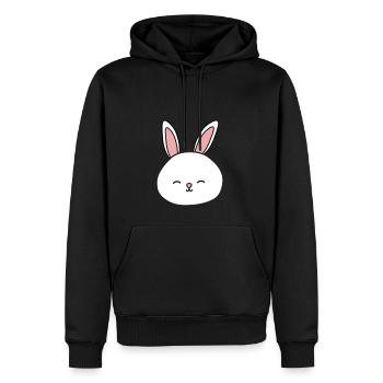 Lapin | 2023 - Sweat à capuche Premium bio Homme - noir - Devant - Nico (187cm)