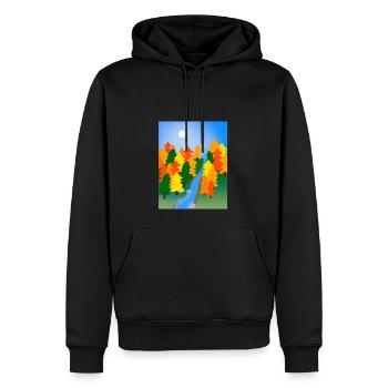 Der Fluss durch den Herbstwald - Männer Premium Bio Hoodie - Schwarz - Vorne - Nico (187cm)