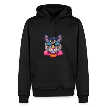 Chat Classe avec lunettes de Soleil - Sweat à capuche Premium bio Homme - noir - Devant - Nico (187cm)