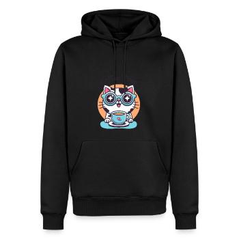 Coffee Time - Sweat à capuche Premium bio Homme - noir - Devant - Nico (187cm)