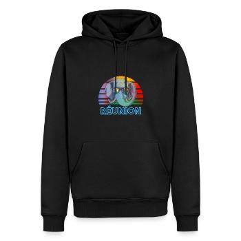 Réunion - Männer Premium Bio Hoodie - Schwarz - Vorne - Nico (187cm)