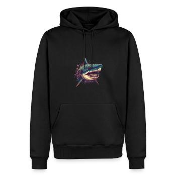 Cool trippy shark with boho patterns - Men’s Premium Organic Hoodie - black - Front - Nico (187cm)