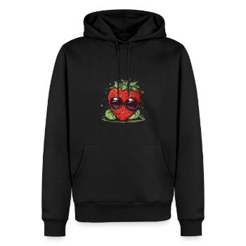 Fraise de dessin animé cool avec des lunettes de soleil - Sweat à capuche Premium bio Homme - noir - Devant - Nico (187cm)
