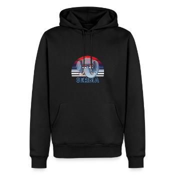 Serbie - Sweat à capuche Premium bio Homme - noir - Devant - Nico (187cm)