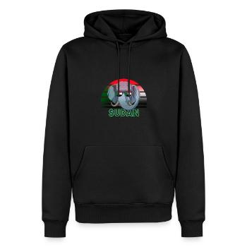 Sudan - Männer Premium Bio Hoodie - Schwarz - Vorne - Nico (187cm)