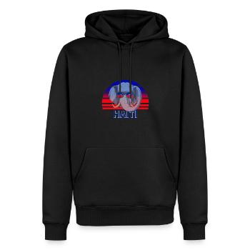 Haïti - Sweat à capuche Premium bio Homme - noir - Devant - Nico (187cm)