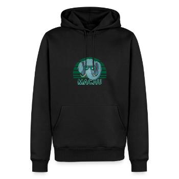Macau - Männer Premium Bio Hoodie - Schwarz - Vorne - Nico (187cm)