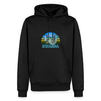 Ruanda - Männer Premium Bio Hoodie - Schwarz - Vorne - Nico (187cm)