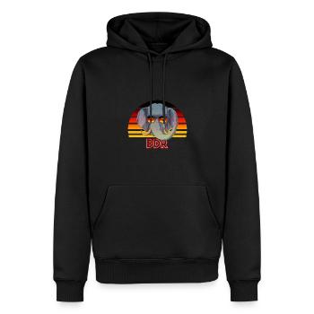 DDR - Männer Premium Bio Hoodie - Schwarz - Vorne - Nico (187cm)