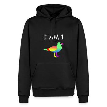 Bunter Vogel - Männer Premium Bio Hoodie - Schwarz - Vorne - Nico (187cm)