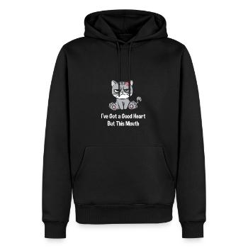 J’ai un bon cœur, mais cette bouche plus drôle - Sweat à capuche Premium bio Homme - noir - Devant - Nico (187cm)