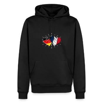 Franzose Deutschland Herz Frankreich - Männer Premium Bio Hoodie - Schwarz - Vorne - Nico (187cm)