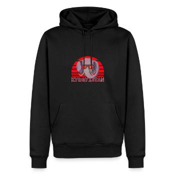 Kirghizistan - Sweat à capuche Premium bio Homme - noir - Devant - Nico (187cm)