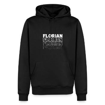Florian - Men’s Premium Organic Hoodie - black - Front - Nico (187cm)