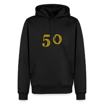 50 JAHRE. 50-jähriges JUBILÄUM. JUBILÄUM 50 JAHRE. 50 - Männer Premium Bio Hoodie - Schwarz - Vorne - Nico (187cm)