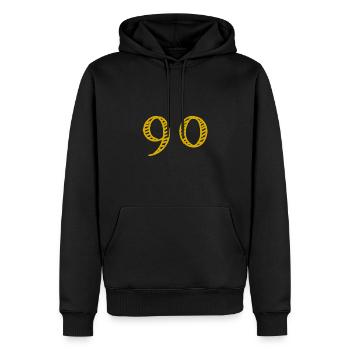 90 JAHRE. 90-jähriges JUBILÄUM. JUBILÄUM 90 JAHRE. 90 - Männer Premium Bio Hoodie - Schwarz - Vorne - Nico (187cm)