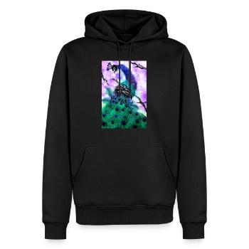 Lino coupé Imprimer un paon - Sweat à capuche Premium bio Homme - noir - Devant - Nico (187cm)
