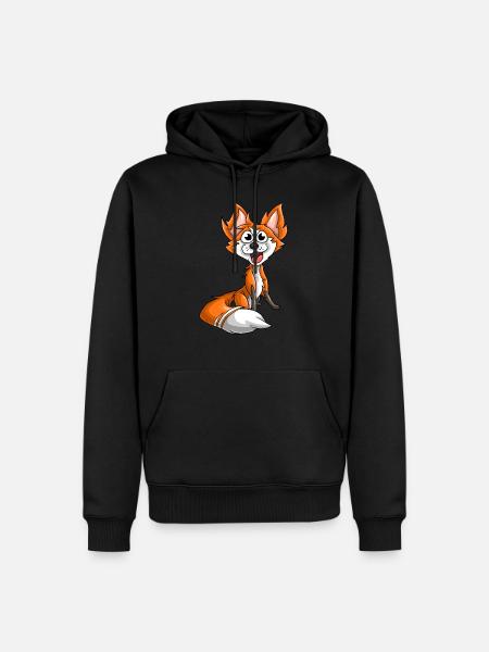 Lachender Fuchs - Männer Premium Bio Hoodie - Schwarz