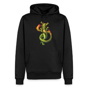 moto der drache - Männer Premium Bio Hoodie - Schwarz - Vorne - Nico (187cm)