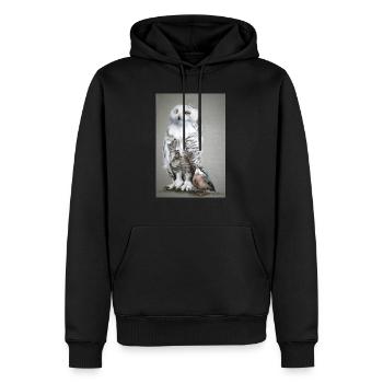 Eule - Männer Premium Bio Hoodie - Schwarz - Vorne - Nico (187cm)