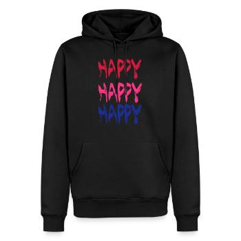 Happy - Männer Premium Bio Hoodie - Schwarz - Vorne - Nico (187cm)