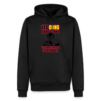 les cons ça ose tout lino ventura - Sweat à capuche Premium bio Homme - noir - Devant - Nico (187cm)